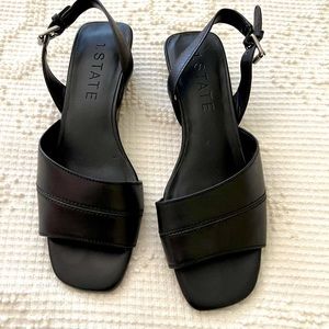 1 State Wedge Nai Sandals Black Leather 6.5
